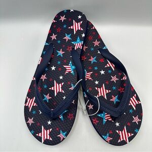 Unbranded Red White Blue Flip Flops Stars Stripes Flags Sz 42-43
